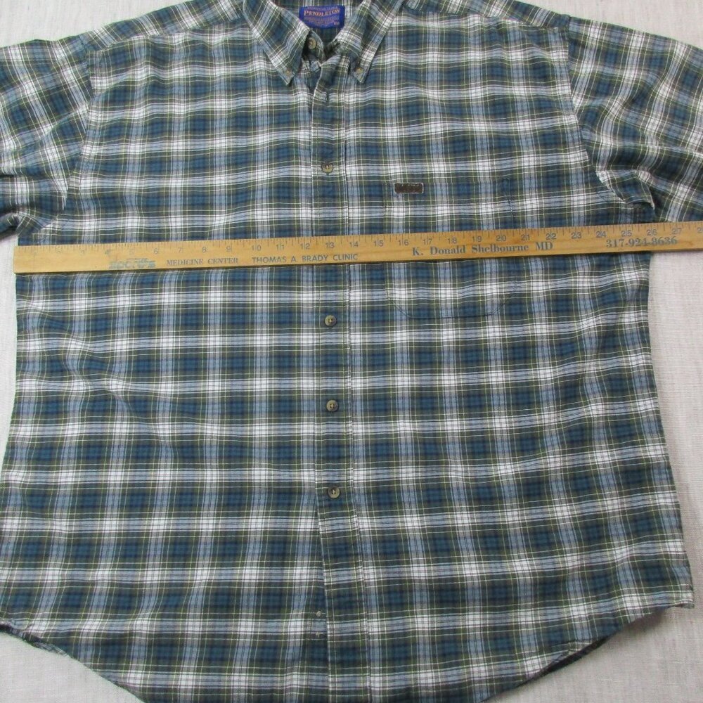 Pendleton Green Blue Plaid Long-Sleeve Button-Down Shirt - Picture 8 of 11